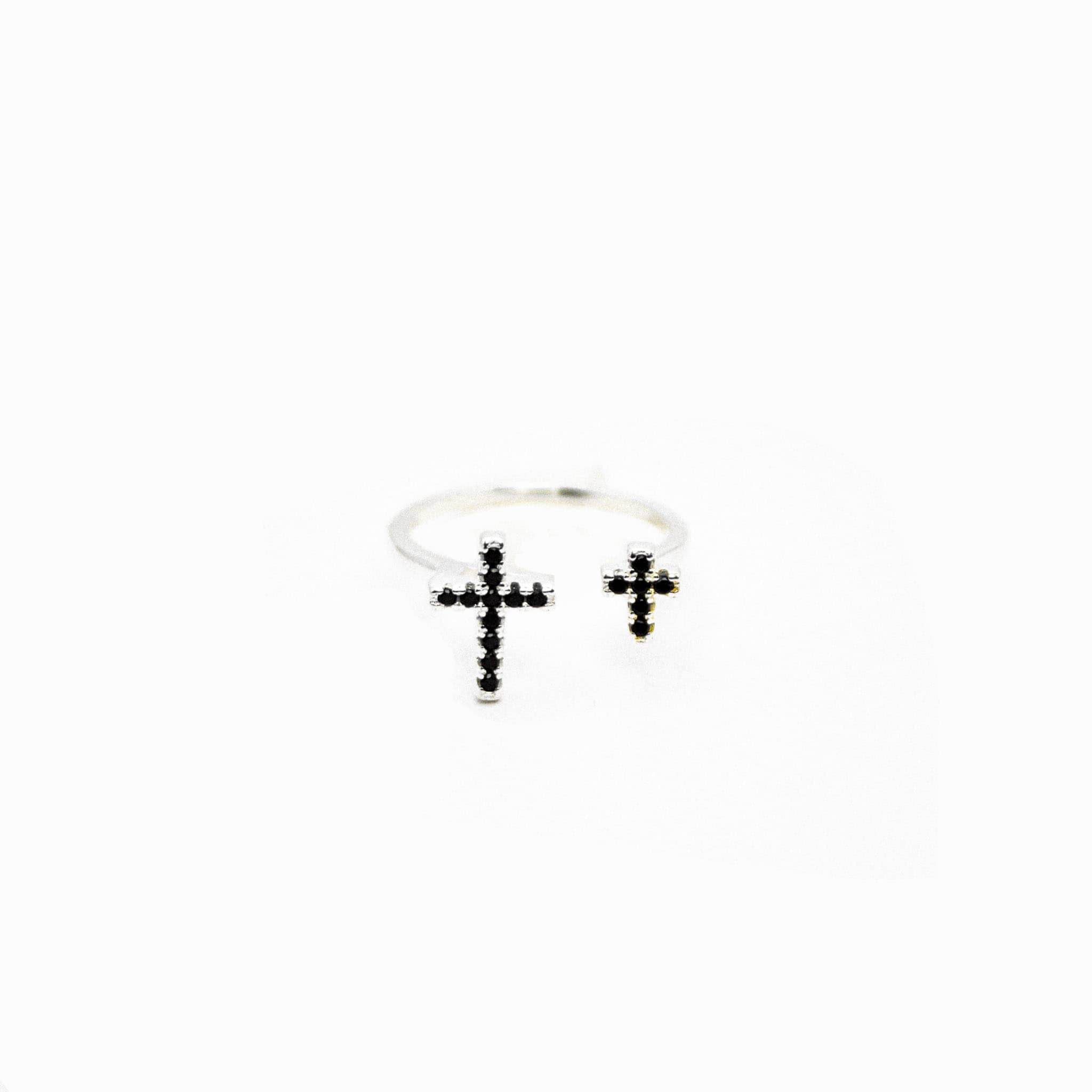 Anillo Cruces Hermanas Plata 925